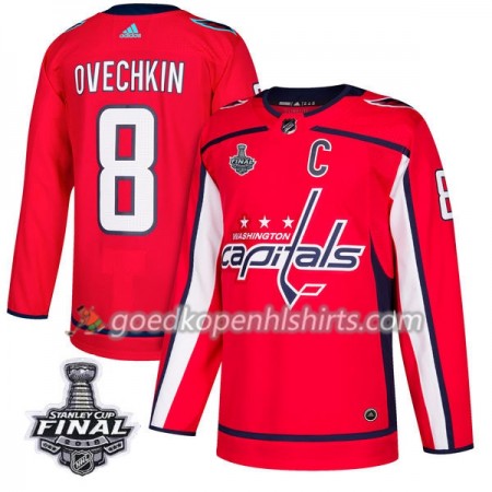 Washington Capitals Alex Ovechkin 8 2018 Stanley Cup Final Patch Adidas Rood Authentic Shirt - Mannen